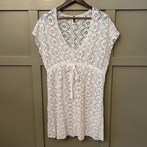 Becca by Rebecca Virtue White Crochet Lace Swim Coverup Dress Size 2X